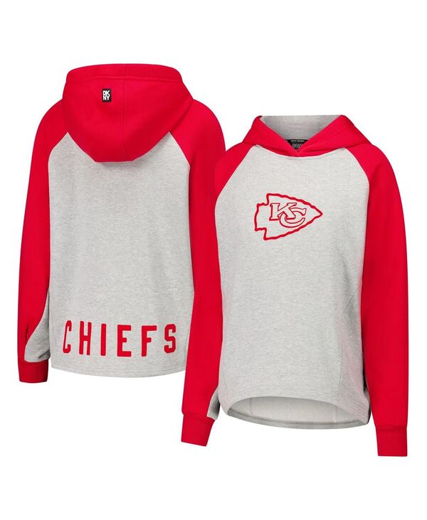 ダナ キャラン ニューヨーク州 レディース アウター パーカー・スウェット クロップド DKNY Women\u0027s Gray/Red Kansas City Chiefs Joy Cropped Raglan Pullover Hoodie Gray Red 薄墨色