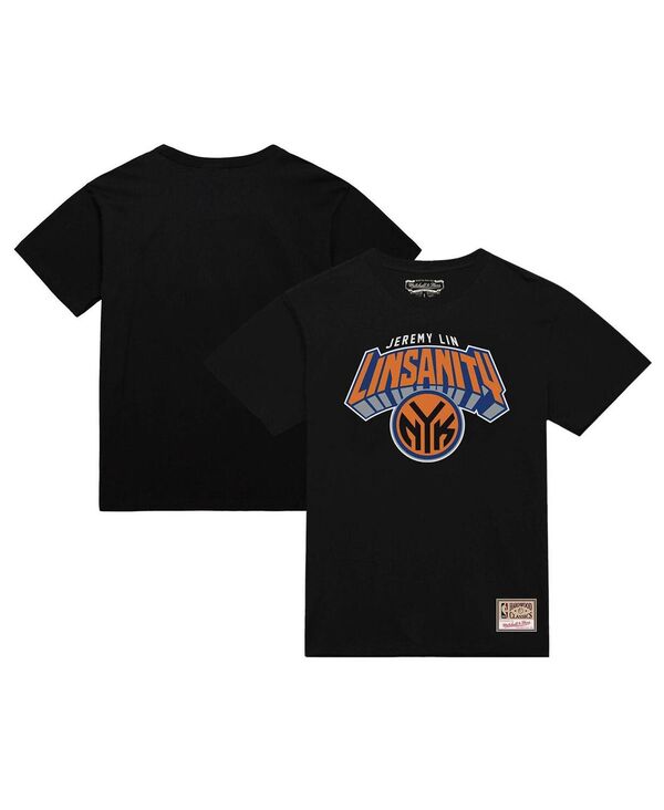 ミッチェル&ネス メンズ トップス Tシャツ ロゴ Mitchell & Ness Men's Jeremy Lin Black New Yorknicks Lin Sanity Logo T-Shirt Black ブラック