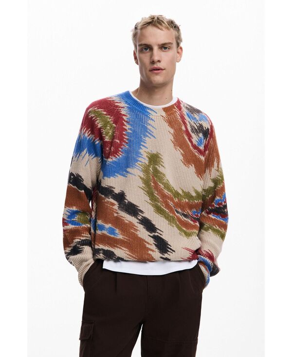 デジグアル メンズ アウター 編み物・スウェーター Desigual Men\u0027s Abstract paisley sweater Sand 沙子
