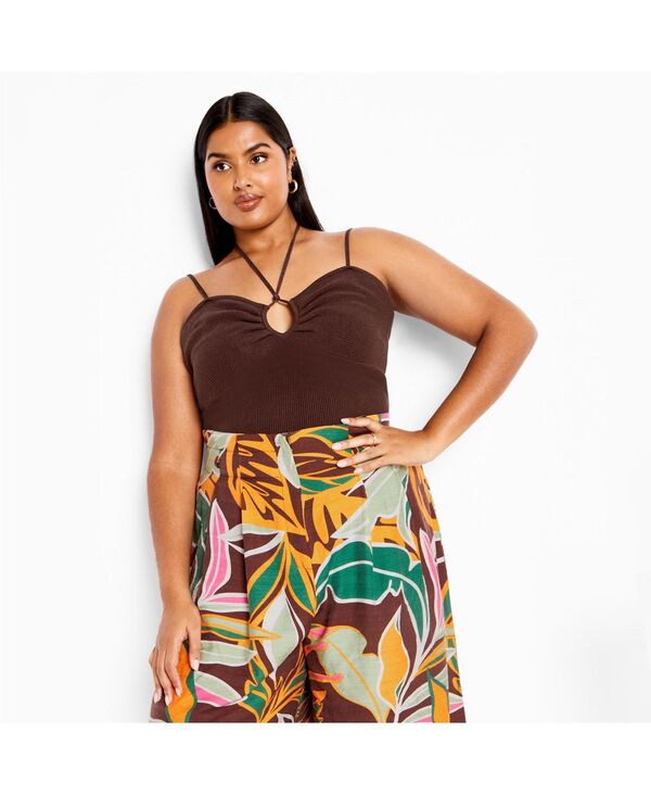 シティーシック レディース トップス シャツ リブ ホルター CITY CHIC Women's Jez Ribbed Halter Top Chocolate チョコレート