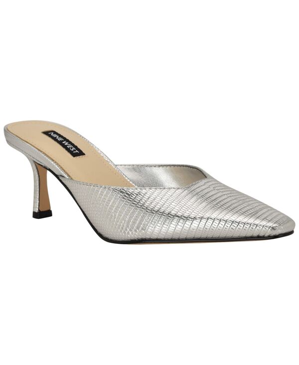ナインウェスト レディース シューズ パンプス ヒール Nine West Women's Camenla Snip Toe Kitten Heel Mulesilver Lizard シルバー｜ReVida 店