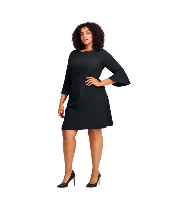 アベニュー レディース トップス ワンピース プラスサイズ AVENUE Women's Plusize Cool Hand Bell Sleeve Dress Black ブラック|ReVida 店