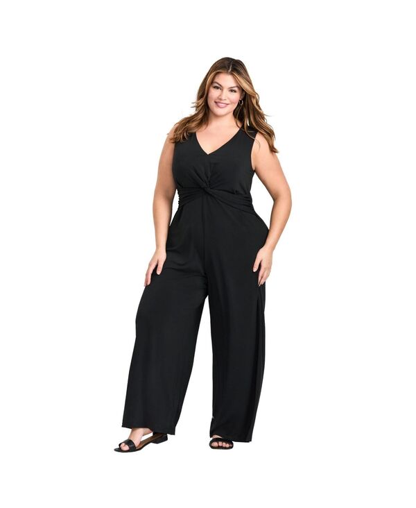 アベニュー レディース ボトムス カジュアルパンツ プラスサイズ ジャンプスーツ AVENUE Women's Plusize Audrey Twist Front Jumpsuit Black ブラック｜ReVida 店