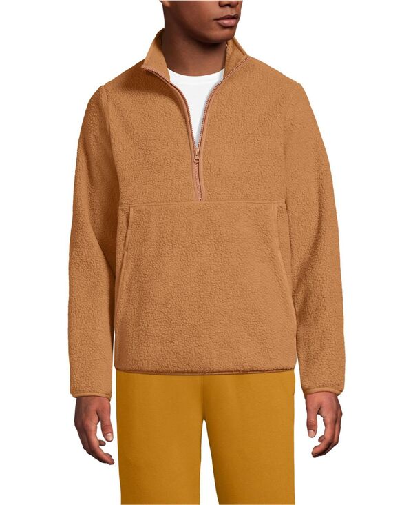 ランズエンド メンズ アウター ジャケット・ブルゾン ハーフジップ フリース Lands' End Men's Half Zip High Pile Fleece Pullover Canyon camel キャメル