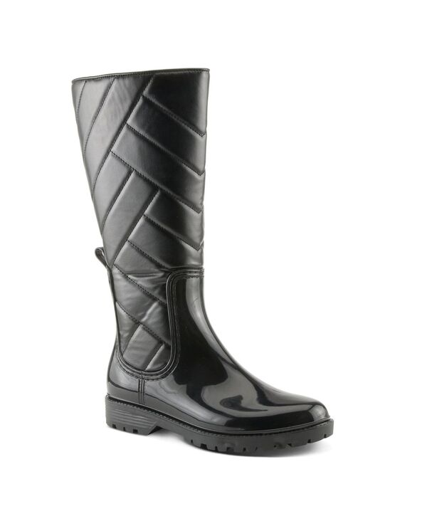 スプリングステップ レディース シューズ ブーツ・レインブーツ キルティング Spring Step BERGAN Waterproof Quilted Rain Boots with Faux Fur Lining and Zipper Closure Black ブラック