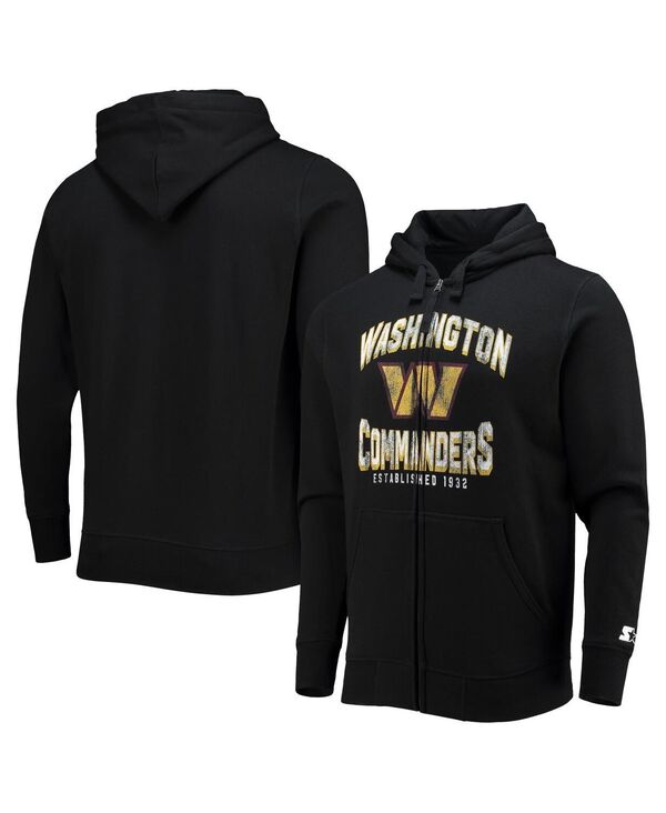 クランク メンズ アウター パーカー・スウェット Starter Men\u0027s Black Washington Commanders Post-Season Full-Zip Hoodie Black 黒いこと
