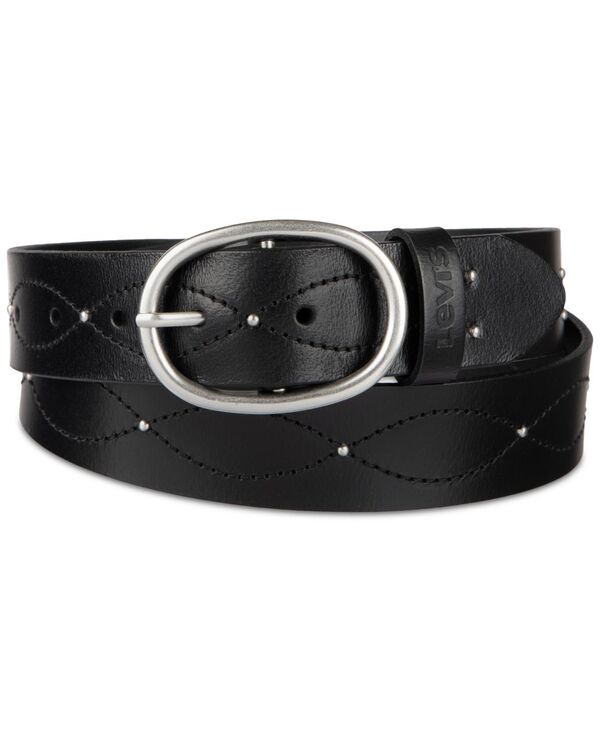 リーバイス レディース アクセサリー ベルト レザー Levi's Western Stitched & Studded Leather Belt Black ブラック
