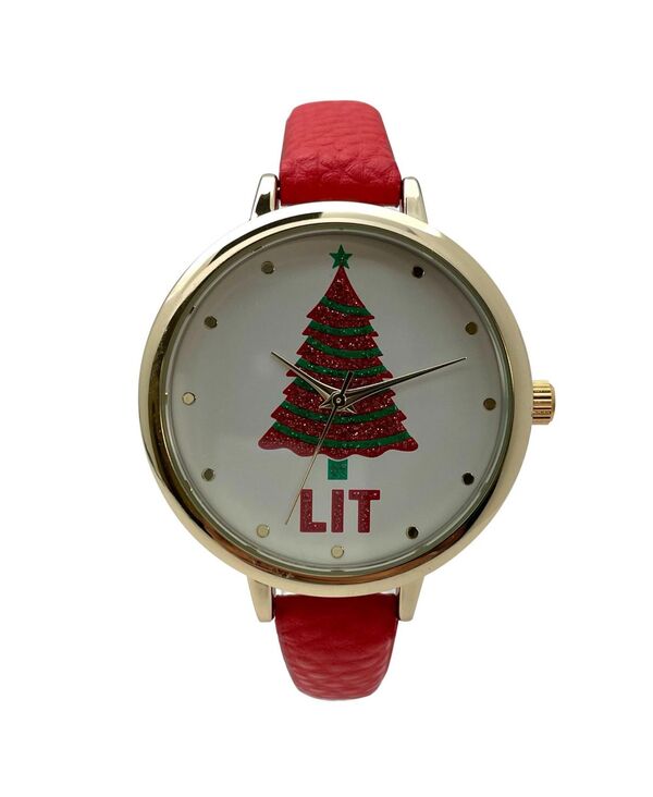 オリビアプラット レディース アクセサリー 腕時計 レザー フェイクレザー Olivia Pratt Red Faux Leather Christmas Themed Women Watches Red レッド