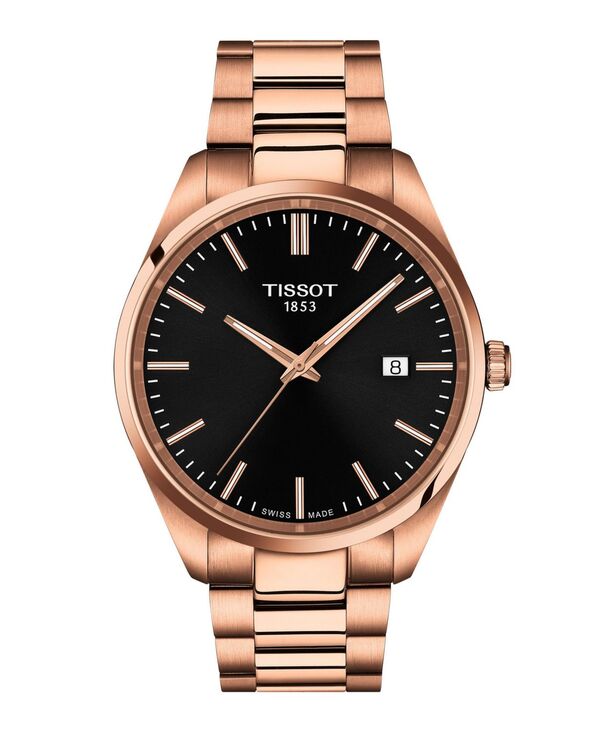 ティソット メンズ アクセサリー 腕時計 Tシャツ Tissot Men's Rose Gold Stainlessteel Bracelet Watch 40mm Black ブラック