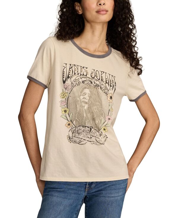 ラッキーブランド レディース トップス Tシャツ クルーネック フラワー柄 フラワー Lucky Brand Women's Janis Joplin Floral Frame Classicrew Neck T-Shirt Bone White ホワイト