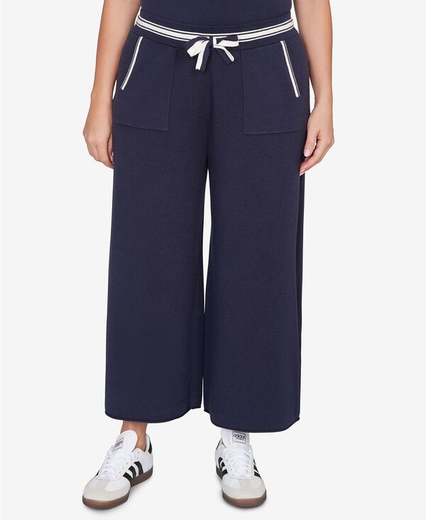 ルビーアールディー レディース ボトムス カジュアルパンツ ワイドレッグ プラスサイズ クロップド Ruby Rd. Plusize Wide Leg Cropped Lounge Pants Navy ネイビー