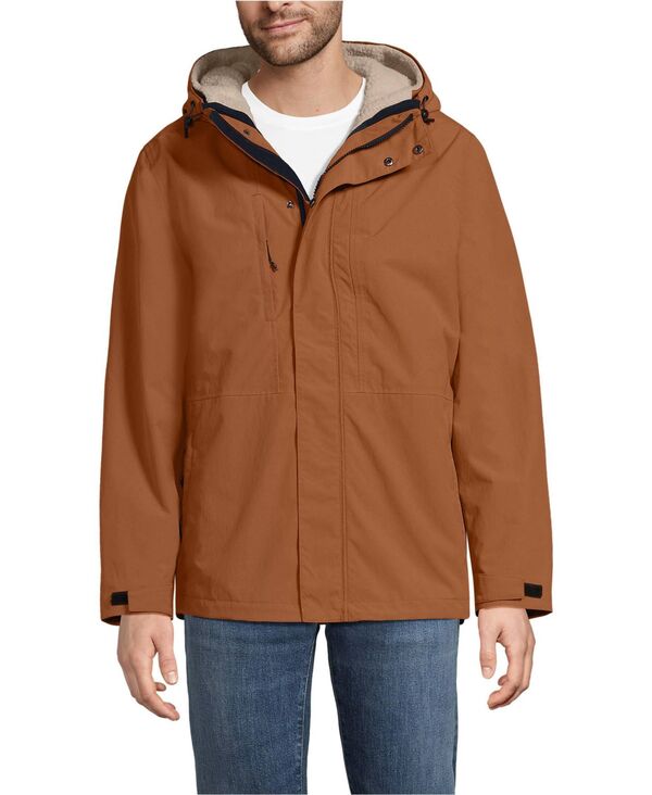 ランズエンド メンズ アウター ジャケット・ブルゾン Lands' End Men'squall 3 in 1 High Pile Lined Jacket Rich ginger brown/champagne ブラウン