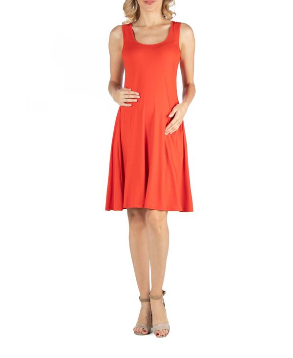 24 セブンコンフォート レディース トップス ワンピースリムフィット A ライン マタニティ 24seven Comfort Apparel A Line Slim Fit and Flare Maternity Dress Orange オレンジ