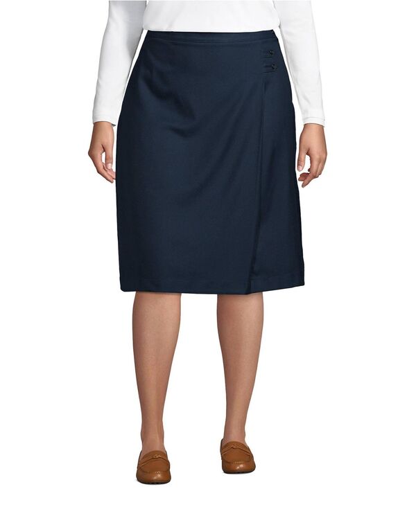 ランズエンド レディース ボトムスカート A ライン プラスサイズ Lands' End Plusize School Uniform Solid A-line Skirt Below the Knee Classic navy ネイビー
