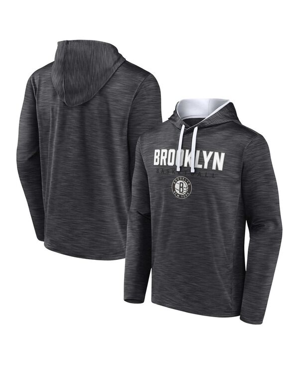 ファナティクス メンズ アウター パーカー・スウェット Fanatics Men's Heather Charcoal Brooklynets Fast Break Pullover Hoodie Heather Charcoal チャコール
