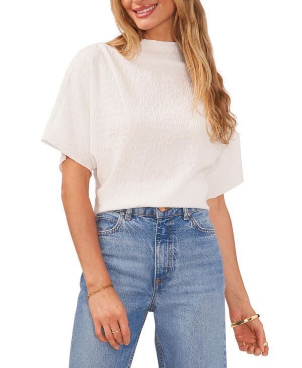 ヴィンスカムート レディース トップス シャツ ハイネック Vince Camuto Women's Textured High Neck Wide Sleeve Top Ultra White ホワイト