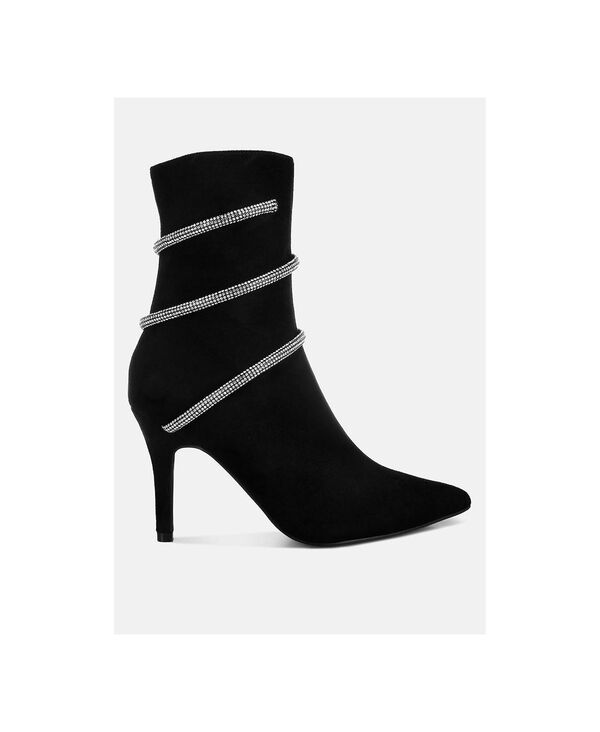 ロンドンラグ レディース シューズ ブーツ・レインブーツ London Rag Roda Rhinestone Wrap-Around Stiletto Boots Black ブラック｜ReVida 店