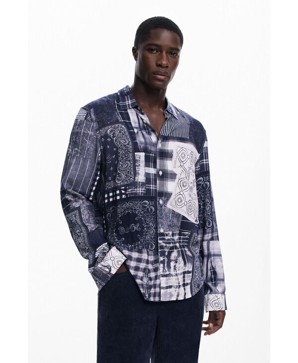 デジグアル メンズ トップス シャツ Desigual Men's Paisley shirt Dark blue ブルー