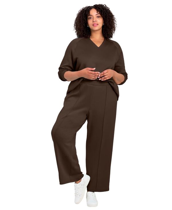 アベニュー レディース ボトムス カジュアルパンツ ワイドレッグ AVENUE Women'seamed Wide Leg Pant Chocolate チョコレート｜ReVida 店