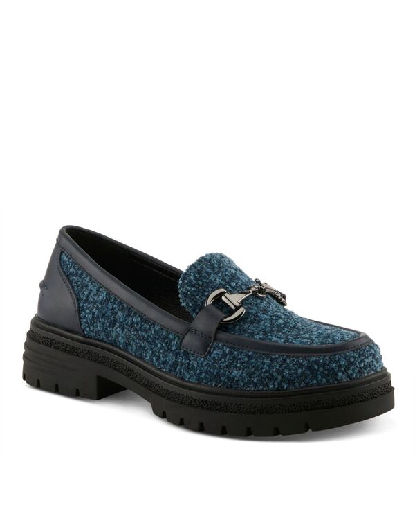 パトリシア レディース シューズ パンプス ローファー Patrizia Nacarri Women's Textured Fabric Upper Slip-On Loafer With Gold-Tonedetail Cushioned Insole Navy ネイビー|ReVida 店