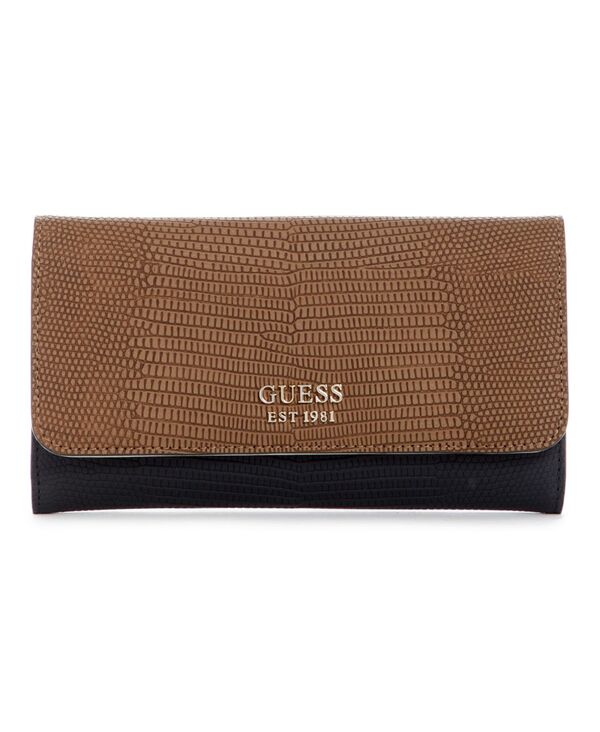 ゲス レディース アクセサリー 財布 GUESS Lyndi Slim Clutch Wallet Chestnut Multi マルチカラー｜ReVida 店
