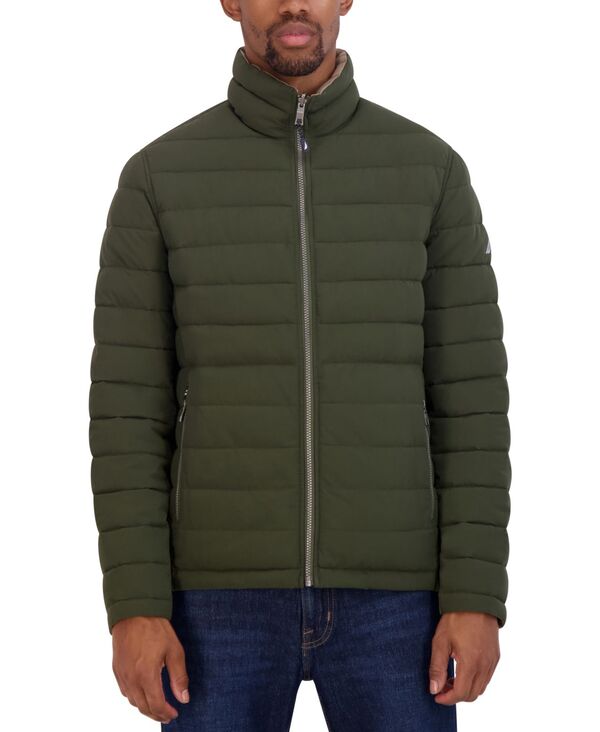 ナウティカ メンズ アウター ジャケット・ブルゾン キルティング Nautica Men's Reversible Quilted Puffer Jacket Dark Forest/Taupe フォレスト｜ReVida 店