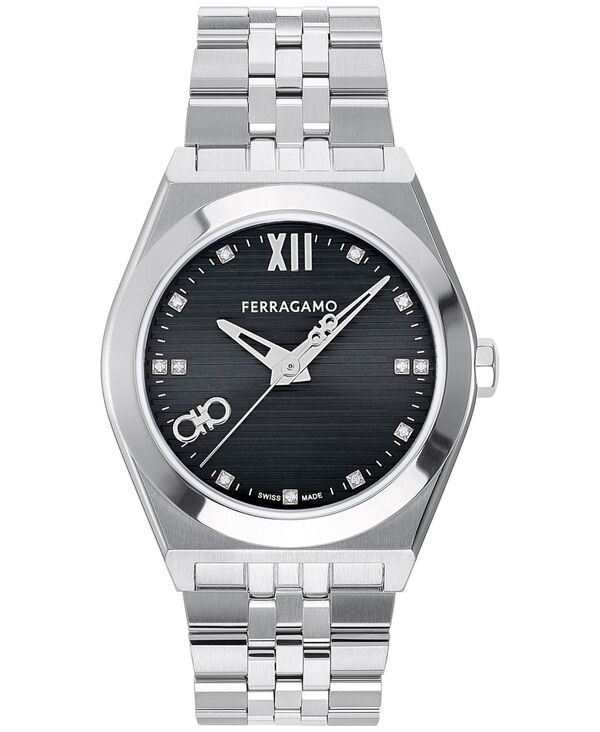 フェラガモ レディース アクセサリー 腕時計 Tシャツ Ferragamo Salvatore Men'swiss Diamond (1/20 ct.w.) Stainlessteel Bracelet Watch 40mm Stainless