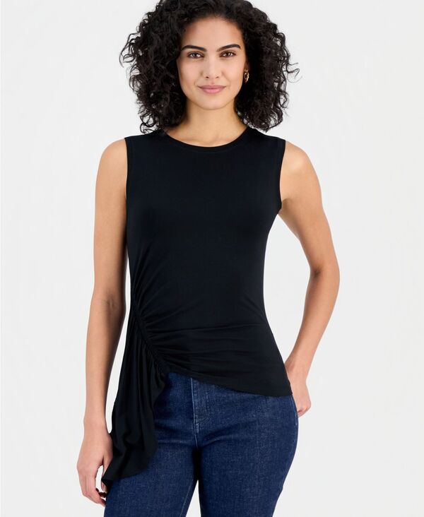 アイ.エヌ.シー インターナショナル コンセプト レディース トップス シャツ フリル I.N.C. International Concepts Women's Luxe Layering Side-Ruffle Tank Deep Black ブラック
