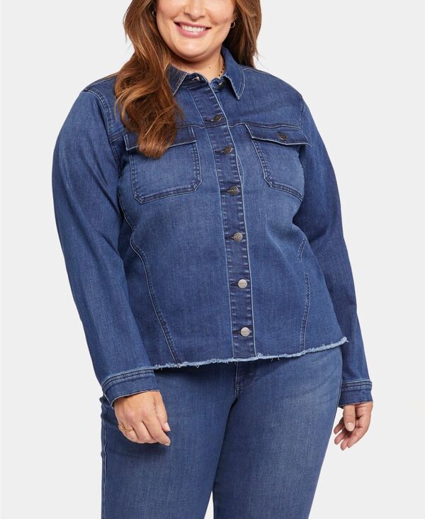 エヌワイディージェイ レディース アウター ジャケット・ブルゾン プラスサイズ デニム NYDJ Plusize Frayed Hem Denim Jacket Rendezvous デニム