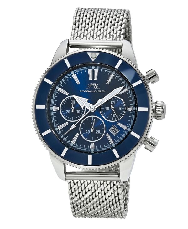 ポルサモンブリュー メンズ アクセサリー 腕時計 Tシャツ Porsamo Bleu Men's Brandon Stainlessteel Watch 1011FBRSilver tone and blue ブルー