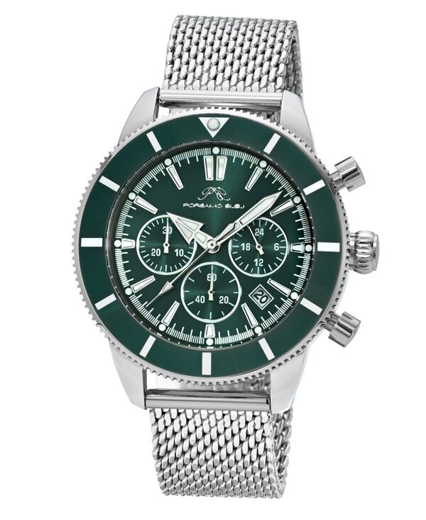 ポルサモンブリュー メンズ アクセサリー 腕時計 Tシャツ Porsamo Bleu Men's Brandon Stainlessteel Watch 1011EBRSilver tone and green グリーン