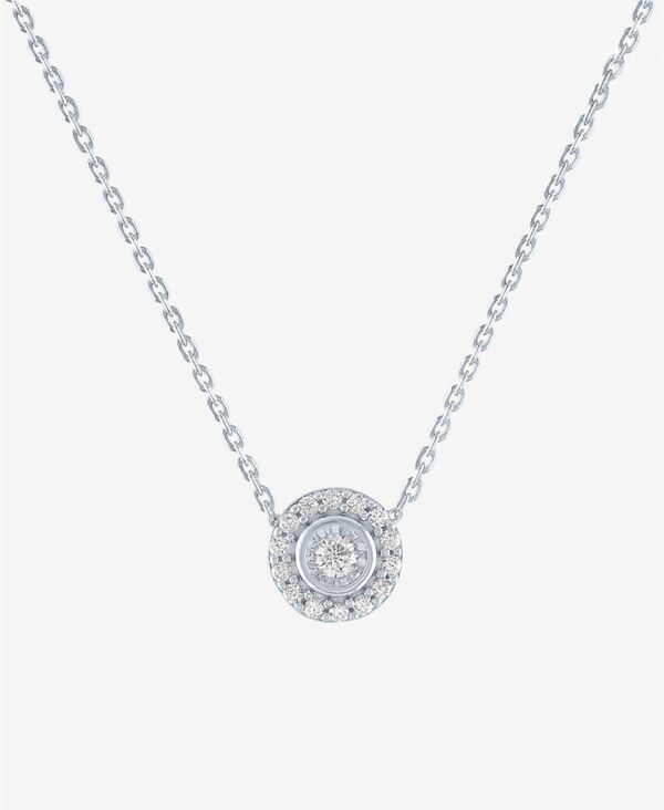 フォーエバー グロウン ダイヤモンズ レディース アクセサリー ネックレス・チョーカー・ペンダントトップ レース Forever Grown Diamonds Lab-Creatediamond Halo 18" Pendant Necklace (1/8 ct.w.) in Sterling Silver シルバー|ReVida 店
