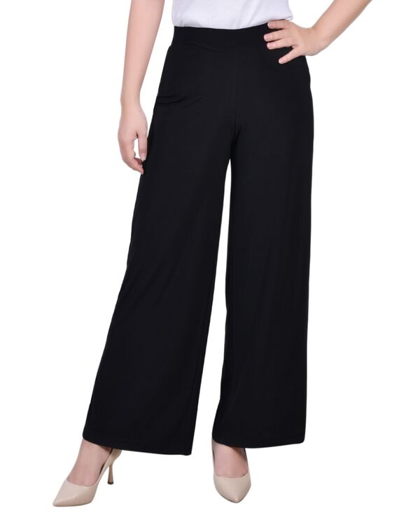 ニューヨークコレクション レディース ボトムス カジュアルパンツ プチ NY Collection Petite Short Mid Rise Pull On Wide-Leg Palazzo Pant Black ブラック