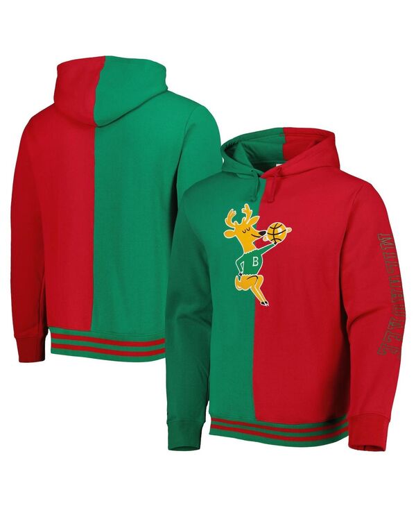 ミッチェル\u0026ネス メンズ アウター パーカー・スウェット Mitchell \u0026 Ness Men\u0027s Green Red Milwaukee Bucks Hardwood Classicsplit Pullover Hoodie Green Red 赤いこと