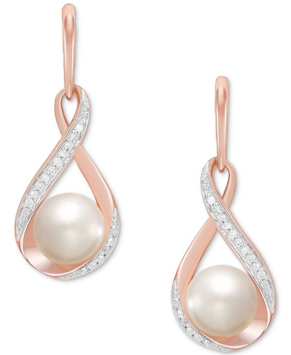 ホノラ レディース アクセサリー ピアス・イヤリング Honora Cultured Freshwater Pearl (7mm) andiamond (1/10 ct.w.) Drop Earrings in 14K Rose Gold ゴールド