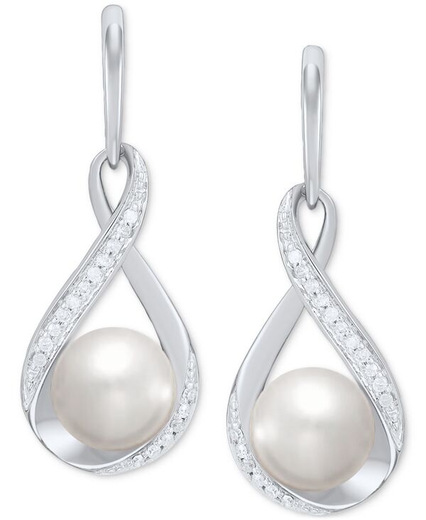 ホノラ レディース アクセサリー ピアス・イヤリング Honora Cultured Freshwater Pearl (7mm) andiamond (1/10 ct.w.) Drop Earrings in 14K White Gold ホワイト