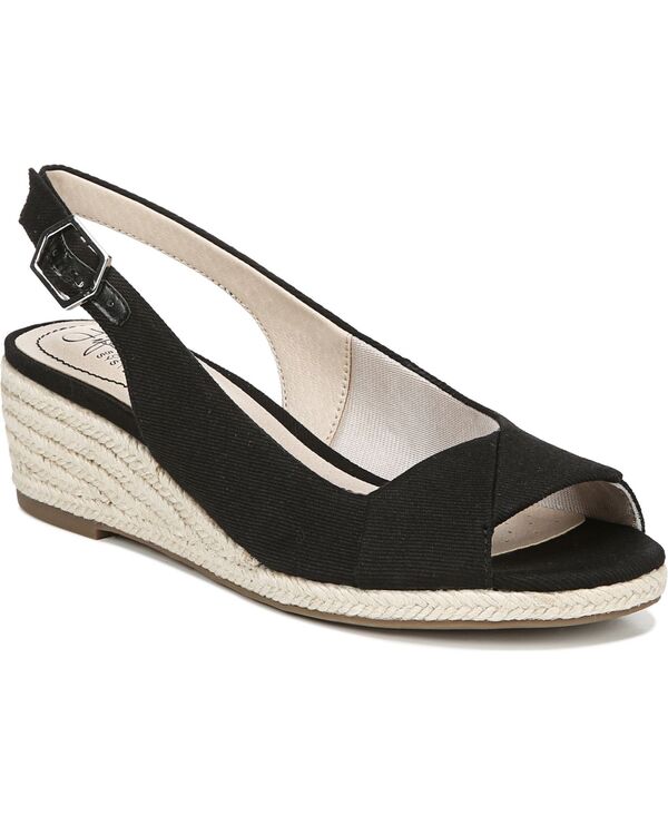 ライフストライド レディース シューズ スニーカー サンダル LifeStride Women\u0027socialite Peep Toe Slingback Espadrille Wedge Sandals Black 黒いこと