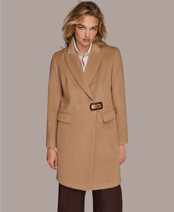 ダナ キャラン ニューヨーク レディース アウター ジャケット・ブルゾン コート Donna Karanew York Women's Buttoned Notch Collared Coat Camel キャメル