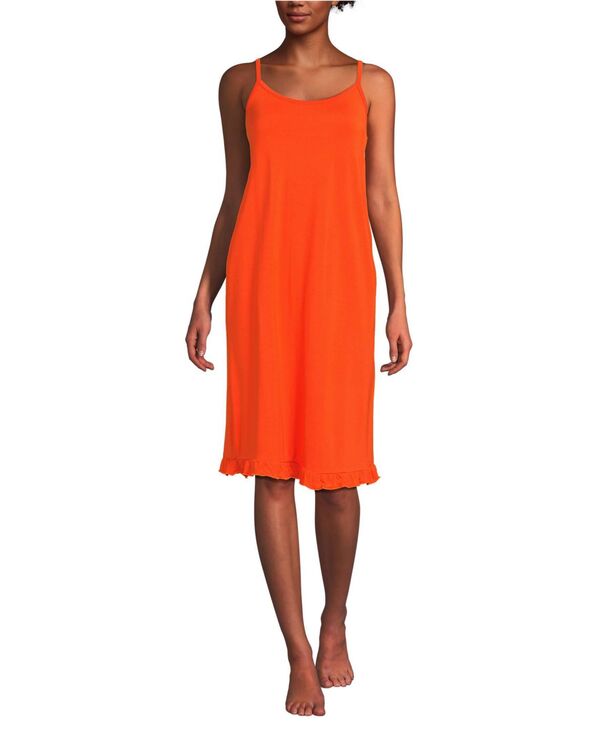 ランズエンド レディース アンダーウェア ナイトウェア ひざ丈 プチ Lands' End Women's Petite Cooling Knee Length Slip Nightgown Vivid tangerine タンジェリン