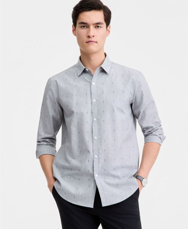 アルファニ メンズ トップス プルオーバー 綿織物 長袖 Alfani Men\u0027s Long-Sleeve Cotton Faded Geo Shirt Grey Fog Heather 薄墨色