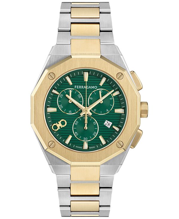 フェラガモ メンズ アクセサリー 腕時計 Tシャツ Ferragamo Men'swiss Chronograph Edge Two-Tone Stainlessteel Bracelet Watch 42mm Two Tone｜ReVida 店