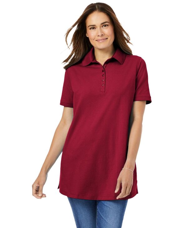 ウーマン ウィズイン レディース トップス シャツ プラスサイズ 半袖 Woman Within Women's Plusize Perfect Short-Sleeve Polo Shirt Classic red レッド 7,184円
