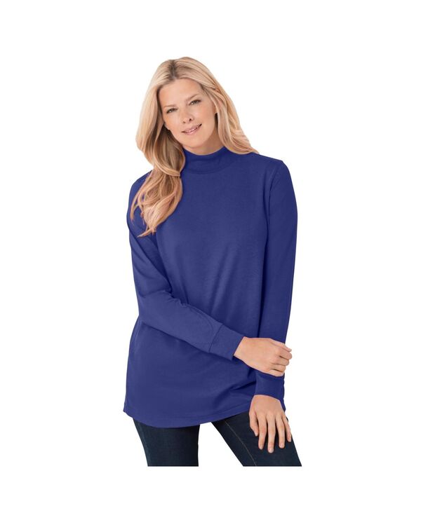 ウーマン ウィズイン レディース トップス シャツ モックネック プラスサイズ 長袖 Woman Within Women's Plusize Perfect Long-Sleeve Mockneck Tee Ultra blue ブルー
