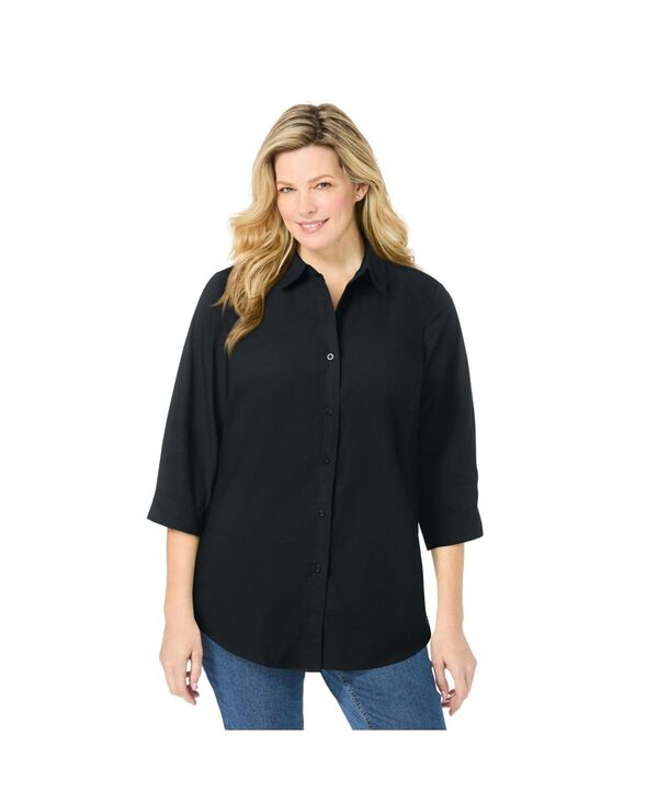 ウーマン ウィズイン レディース トップス シャツ プラスサイズ Woman Within Plusize Within Perfecthree Quarter Sleeve Shirt Black ブラック