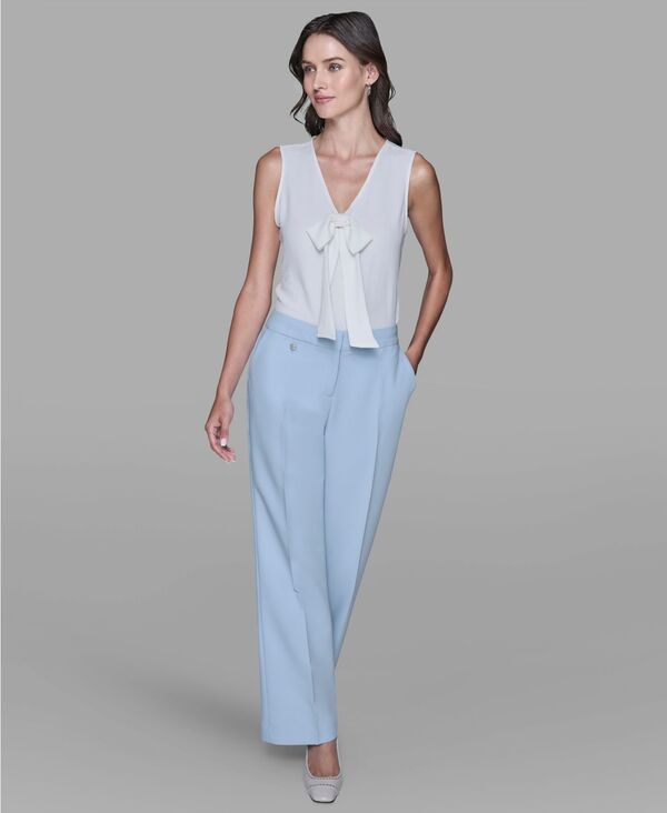 カール ラガーフェルド レディース ボトムス カジュアルパンツ KARLAGERFELD PARIS Women's Flared Invisible Zipper Pants Blue Aura ブルー