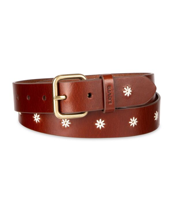 リーバイス レディース アクセサリー ベルト フラワー柄 刺繍 フラワー Levi's Women's Casual Floral Embroidered Belt Cognac