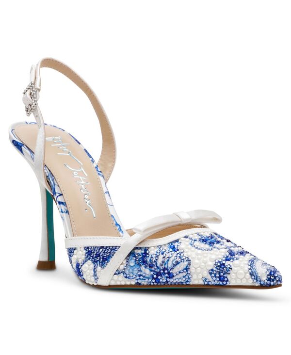 ベッツィジョンソン レディース シューズ パンプス フラワー柄 フラワー Betsey Johnson Women's Roza Floral Stiletto Pumps White/Blue Floral ホワイト