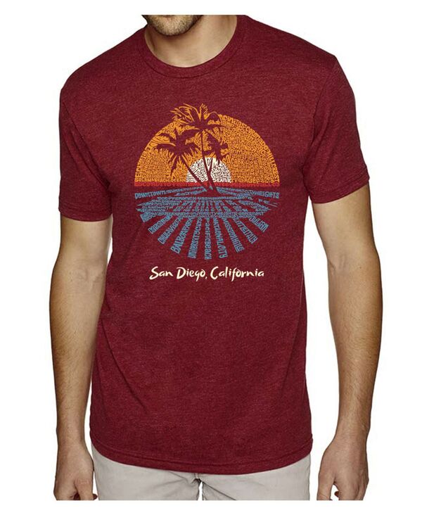 エルエーポップアート メンズ トップス Tシャツ LA Pop Art Men's Premium Word Art-shirt - Cities in San Diego Burgundy バーガンディ|ReVida 店