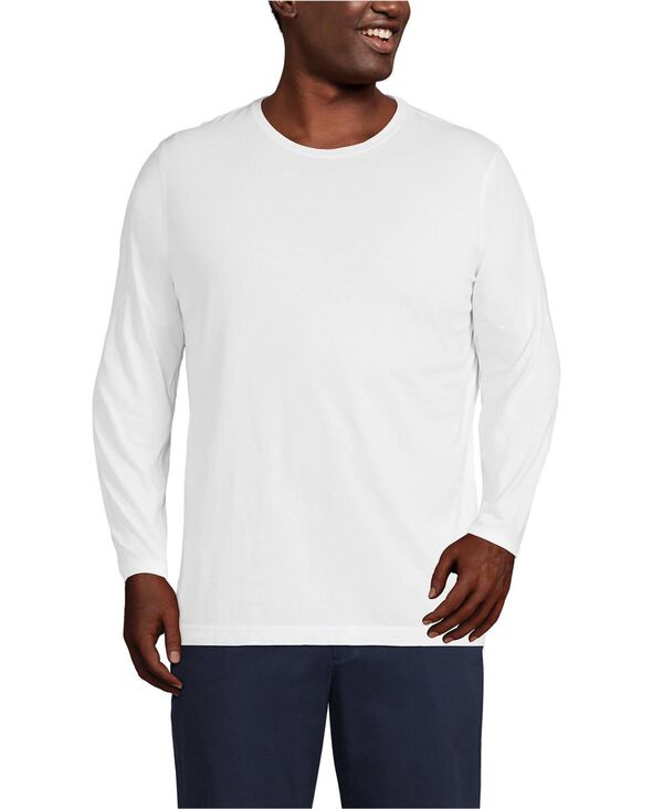 ランズエンド メンズ トップス Tシャツ トール Lands' End Big & Tallong Sleeve Supima Tee White ホワイト