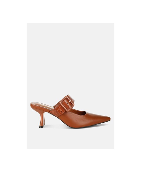 ロンドンラグ レディース シューズ サンダル ヒール London Rag Shein Star Slim Block Heel Mules Tan タン